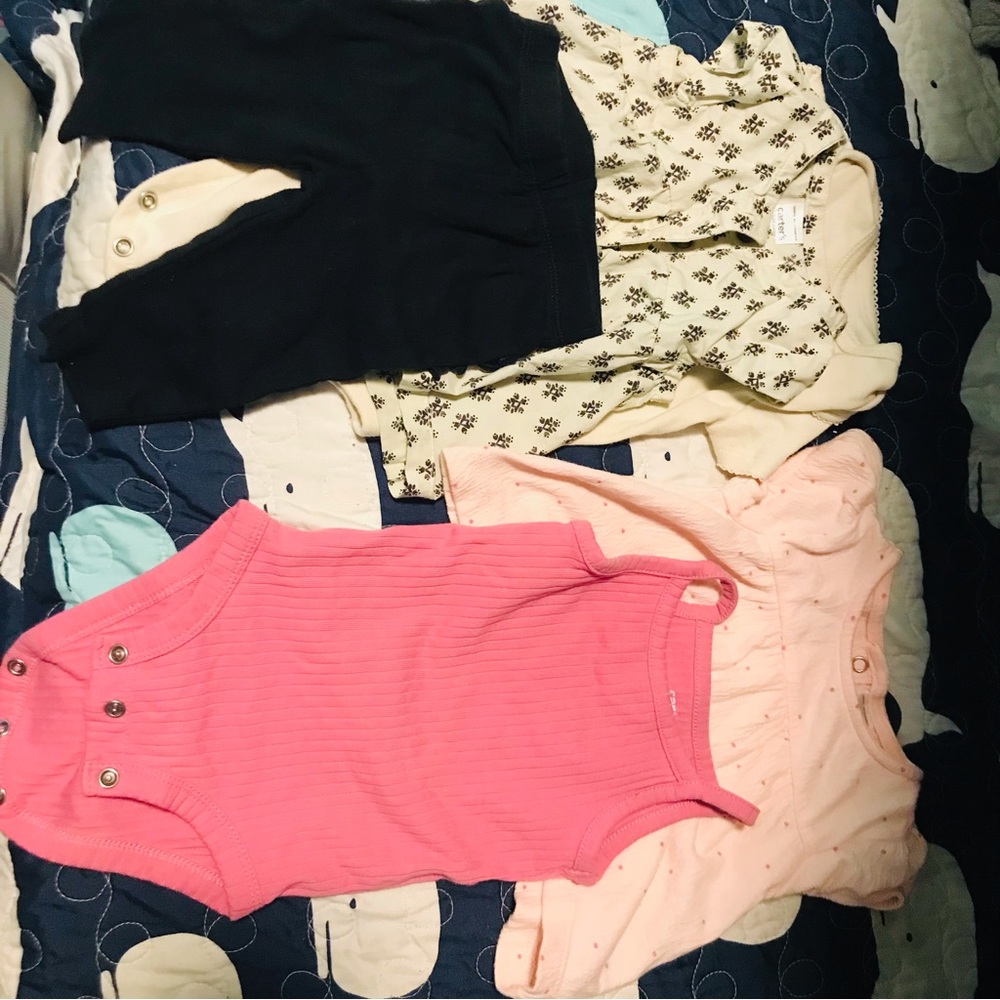 Bundle carte Baby Girls shirts,Onesies & Pants — Pink, Light Pink, Cream & Black